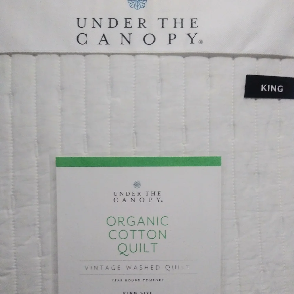 New Under The Canopy Organic cotton king size Essential Dash Quilt color white